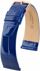 Leren horlogeband Hirsch Prestige L 02207082-7, blauw, alligatorsleer, lengte L, Quick Release