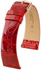 Leren riempje Hirsch Prestige 02208120-7, rood, krokodillenhuid, Quick Release