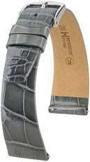Leren riempje Hirsch Prestige 02307130-2, grijs, alligator huid, Quick Release