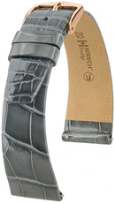 Leren riempje Hirsch Prestige 02307130-7, grijs, alligator huid, Quick Release