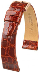 Leren riempje Hirsch Prestige 02308170-7, bruin, krokodillenhuid, Quick Release