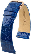 Leren riempje Hirsch Prestige 02308185-7, blauw, krokodillenhuid, Quick Release