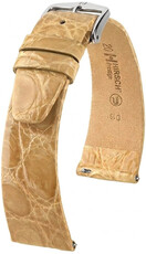 Leren riempje Hirsch Prestige 02308190-2, beige, krokodillenhuid, Quick Release