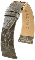Leren horlogeband Hirsch Prestige L 02208030-7, grijs, krokodillenleer, lengte L, Quick Release