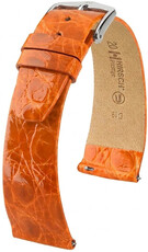Leren horlogeband Hirsch Prestige L 02208076-2, oranje, krokodillenleer, lengte L, Quick Release