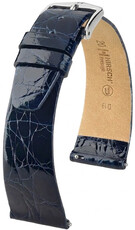 Leren horlogeband Hirsch Prestige L 02208080-2, blauw, krokodillenleer, lengte L, Quick Release