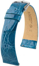 Leren horlogeband Hirsch Prestige L 02208083-2, blauw, krokodillenleer, lengte L, Quick Release
