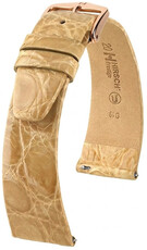 Leren horlogeband Hirsch Prestige L 02208090-7, beige, krokodillenleer, lengte L, Quick Release