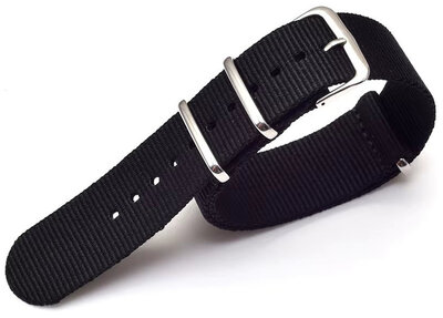 Nylon horlogeband Ricardo Kronplatz, zwart, NATO