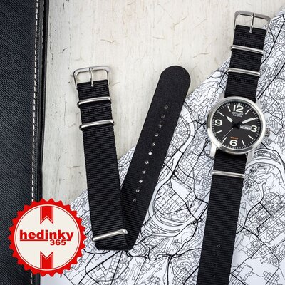Nylon horlogeband Ricardo Kronplatz, zwart, NATO