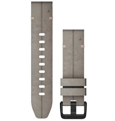 Leren horlogeband Garmin 20mm (voor Garmin Fenix 8/7S/6S (43mm), enz.), grijs, QuickFit, 010-12876-00