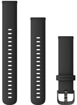 Siliconen horlogeband Garmin 18 mm (voor Venu 2S, Vívoactive 4S, Vívomove 3S), zwart, Quick Release, + verlengstuk, 010-12932-01