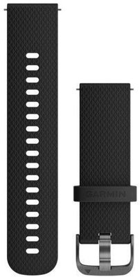 Siliconen horlogeband Garmin 18 mm (voor Venu 2S, Vívoactive 4S, Vívomove 3S), zwart, Quick Release, + verlengstuk, 010-12932-01