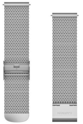 Roestvrijstalen horlogeband Garmin 20mm (voor Venu, Venu Sq, Venu 2 plus aj.), zilverkleurig, Milanese horlogeband, Quick Release, 010-12924-23