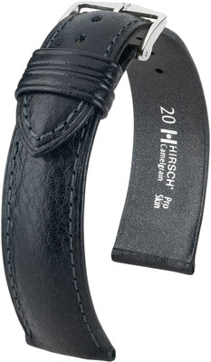 Zwart leren band Hirsch Camelgrain L 01009050-2 (Teletina)