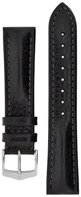 Leren horlogeband Hirsch Lucca L 04902050-2, zwart, kalfsleer, lengte L, Quick Release