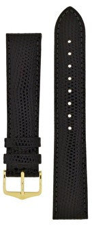 Leren horlogeband Hirsch Rainbow L 12322650-1, zwart, kalfleer, lengte L, Quick Release