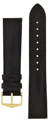 Leren horlogeband Hirsch Rainbow M 12302650-1, zwart, kalfsleer, lengte M, Quick Release
