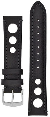 Leren horlogeband Hirsch Rally L 05102050-2, zwart, kalfsleer, lengte L, Quick Release
