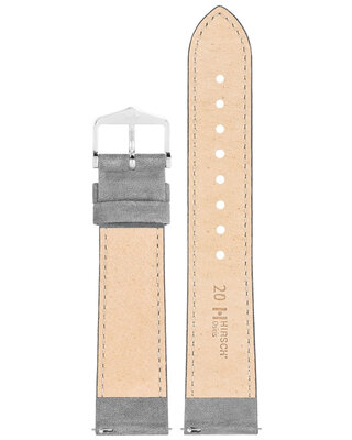 Leren horlogeband Hirsch Osiris L 03433030-2, grijs, kalfsleer, lengte L, Quick Release
