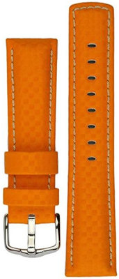 Leren horlogeband Hirsch Carbon L 02592076-2, oranje, kalfsleer, lengte L, Quick Release