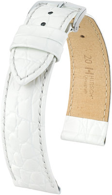 Witte leren band Hirsch Crocograin L 12322800-2 (Teletina)
