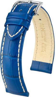 Blauwe leren band Hirsch Modena L 10302885-2 (Teletina)