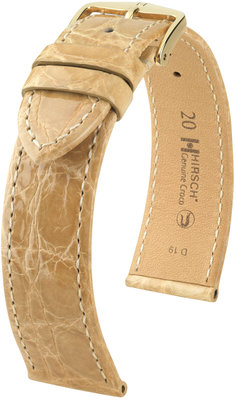 Beige lederen band Hirsch Genuine Croco L 18920890-1 (Krokodillenleer) Hirsch selectie