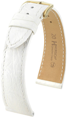 Witte leren riem Hirsch Genuine Croco L 18920800 (Krokodillenleer) Hirsch selectie