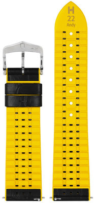 Leren horlogeband Hirsch Andy L 0927228050-2, zwart, kalfleer/natuurrubber, lengte L, Quick Release