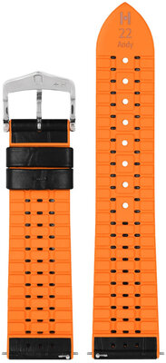 Leren horlogeband Hirsch Andy L 0927628050-2, zwart, kalfleer/natuurrubber, lengte L, Quick Release