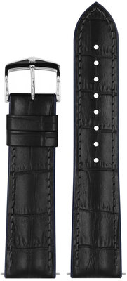 Leren horlogeband Hirsch Andy L 0928028050-2, zwart, kalfsleer/natuurlijk rubber, lengte L, Quick Release