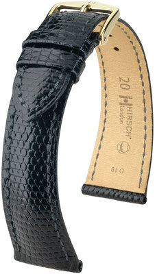 Zwart leren band Hirsch London L 04366050-1 (Hagedisleer) Hirsch selectie