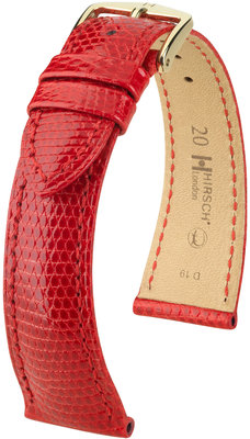 Rood lederen band Hirsch London M 04366120-1 (Lizard leather) Hirsch selectie