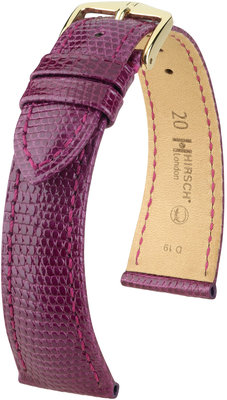 Paars lederen band Hirsch London M 04366187-1 (Lizard leather) Hirsch selectie
