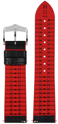 Leren horlogeband Hirsch Andy L 0922028050-2, zwart, kalfleer/natuurrubber, lengte L, Quick Release