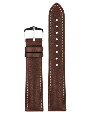 leren horlogeband Hirsch Boston M 01302110-2, bruin, kalfsleer, lengte M, Quick Release