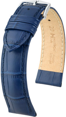 Donkerblauwe leren band Hirsch Duke M 01028180-2 (Teletina)