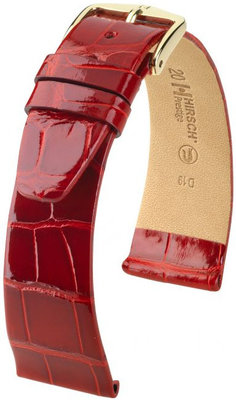 Rood lederen band Hirsch Prestige M 02307120-1 (Alligator leder) Hirsch Selection