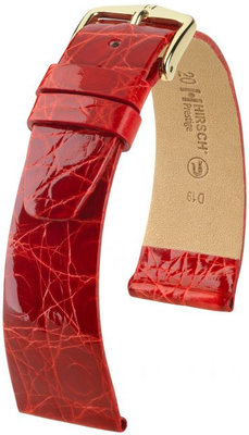 Rood lederen band Hirsch Prestige M 02308120-1 (Krokodillenleer) Hirsch Selection