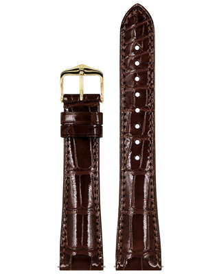 Leren horlogeband Hirsch London L 04307010-1, bruin, alligatorsleer, lengte L, Quick Release