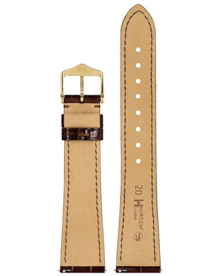 Leren horlogeband Hirsch London L 04307010-1, bruin, alligatorsleer, lengte L, Quick Release