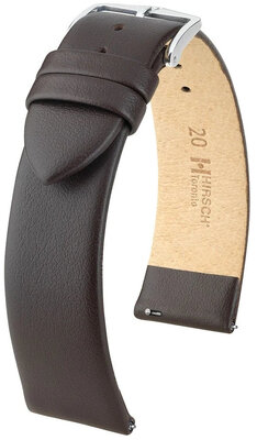 Leren horlogeband Hirsch Toronto L 03702010-2, bruin, kalfleer, lengte L, Quick Release