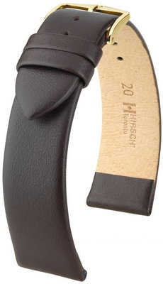 Leren horlogeband Hirsch Toronto M 03702110OE-1, bruin, kalfleer, open end (voor vaste veerpennen), lengte M