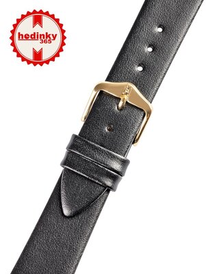 Leren horlogeband Hirsch Toronto M 03702150OE-1, zwart, kalfleer, open end (voor vaste veerpennen), lengte M