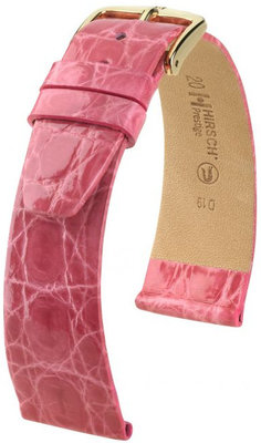 Roze leren band Hirsch Prestige L 02208025-1 (Krokodillenleer) Hirsch Selection