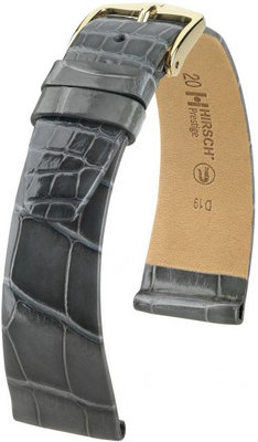 Grijze leren band Hirsch Prestige M 02307130-1 (Alligatorleer) Hirsch Selection