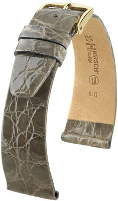 Grijze leren band Hirsch Prestige M 02308130-1 (Krokodillenleer) Hirsch Selection