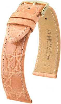 Licht oranje leren band Hirsch Genuine Croco L 01808022-1 (Krokodillenleer) Hirsch Selection