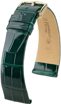 Groene leren band Hirsch Prestige M 02207141-1 (Alligatorleer) Hirsch Selection
